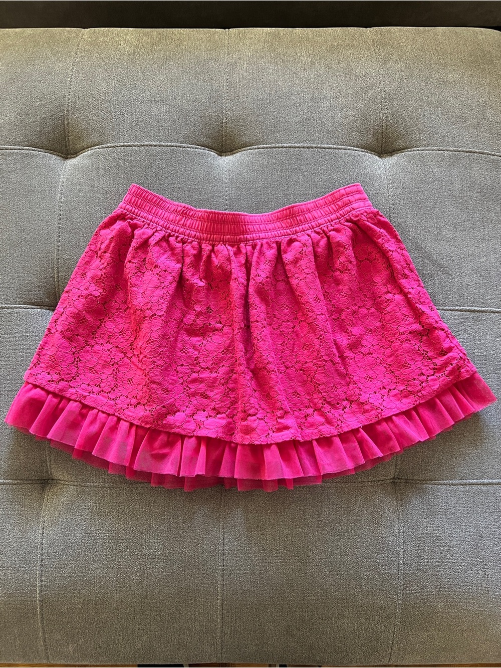 Girls Pink Mini Skirt with lace and mesh netting
